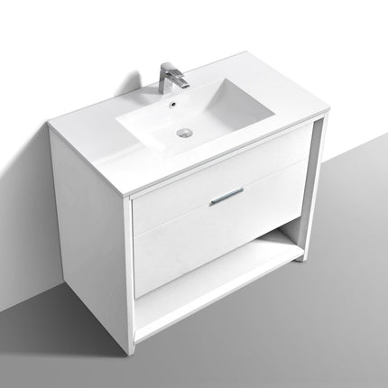 Kube Bath Nudo 40″ Modern Bathroom Vanity in High Gloss White Finish Kube Bath