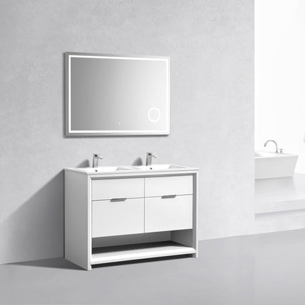 Kube Bath Nudo 48″ Double Sink Modern Bathroom Vanity in High Gloss White Finish Kube Bath