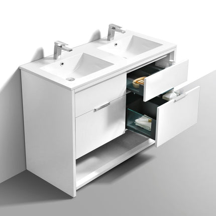 Kube Bath Nudo 48″ Double Sink Modern Bathroom Vanity in High Gloss White Finish Kube Bath