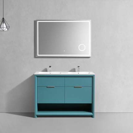 Kube Bath Nudo 48″ Double Sink Modern Bathroom Vanity in Teal Green Finish Kube Bath