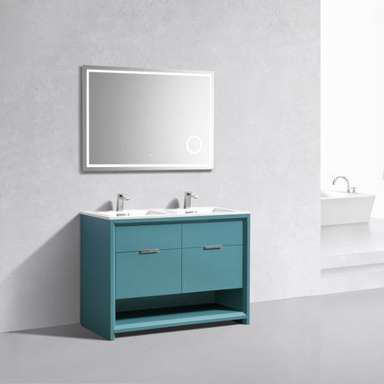 Kube Bath Nudo 48″ Double Sink Modern Bathroom Vanity in Teal Green Finish Kube Bath