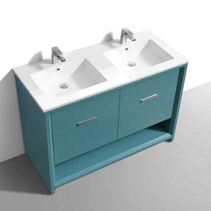 Kube Bath Nudo 48″ Double Sink Modern Bathroom Vanity in Teal Green Finish Kube Bath