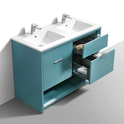 Kube Bath Nudo 48″ Double Sink Modern Bathroom Vanity in Teal Green Finish Kube Bath