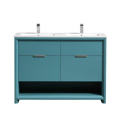 Kube Bath Nudo 48″ Double Sink Modern Bathroom Vanity in Teal Green Finish Kube Bath