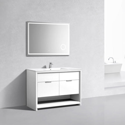 Kube Bath Nudo 48″ Single Sink Modern Bathroom Vanity in High Gloss White Finish Kube Bath