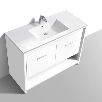 Kube Bath Nudo 48″ Single Sink Modern Bathroom Vanity in High Gloss White Finish Kube Bath