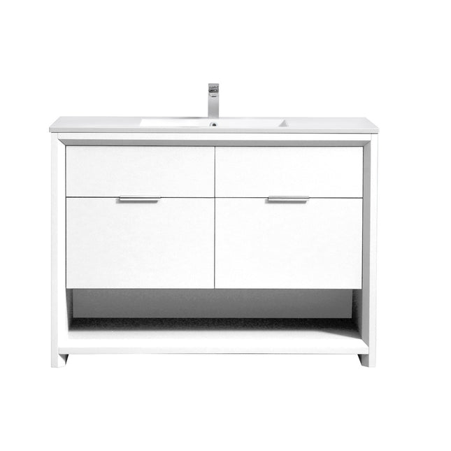 Kube Bath Nudo 48″ Single Sink Modern Bathroom Vanity in High Gloss White Finish Kube Bath