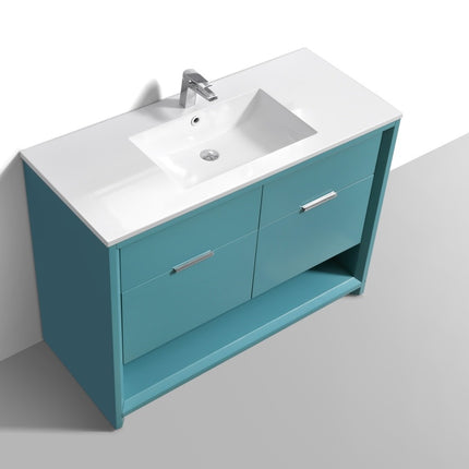 Kube Bath Nudo 48″ Single Sink Modern Bathroom Vanity in Teal Green Finish Kube Bath