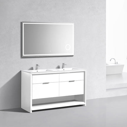 Kube Bath Nudo 60″ Double Sink Modern Bathroom Vanity in High Gloss White Finish Kube Bath