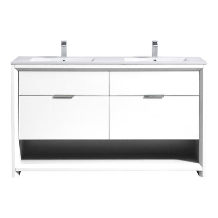 Kube Bath Nudo 60″ Double Sink Modern Bathroom Vanity in High Gloss White Finish Kube Bath