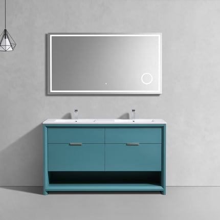 Kube Bath Nudo 60″ Double Sink Modern Bathroom Vanity in Teal Green Finish Kube Bath