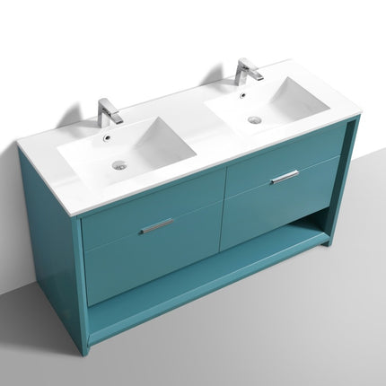 Kube Bath Nudo 60″ Double Sink Modern Bathroom Vanity in Teal Green Finish Kube Bath