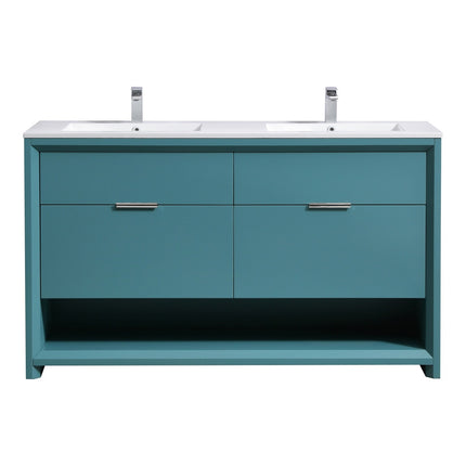 Kube Bath Nudo 60″ Double Sink Modern Bathroom Vanity in Teal Green Finish Kube Bath