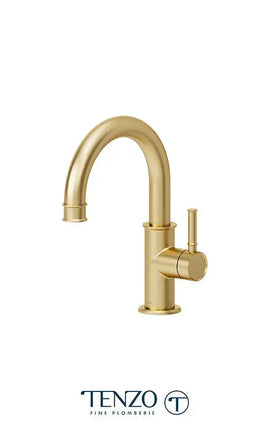 Tenzo Alyss single hole lavatory faucet brushed gold with (W/O overflow) drain ALY10-W-BG - Plumbing Market