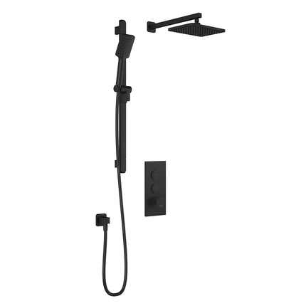 Kalia KAREO  TB2 : AQUATONIK T/P Push-Button Shower System with Wallarm Matte Black BF2099-160 - Plumbing Market