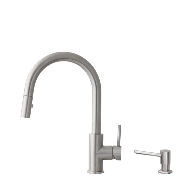 Pull Down Kitchen Faucet + Soap Dispenser - Brushed Stainless Steel Finish by Stylish® K131SS01S - Plumbing Market