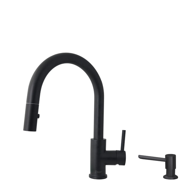 Pull Down Kitchen Faucet + Soap Dispenser - Matte Black Finish by Stylish® K131NS01N - Plumbing Market