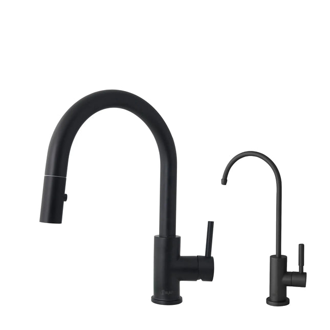 Pull Down Kitchen Faucet + Water Tap - Matte Black Finish by Stylish® K131NK142N - Plumbing Market