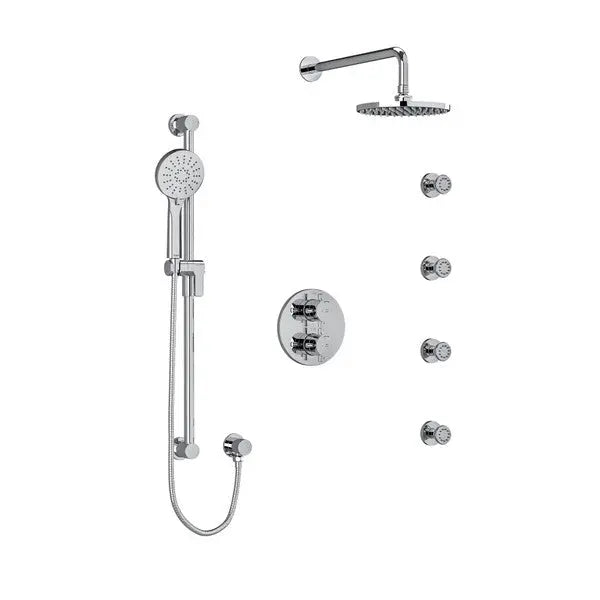 Riobel Edge Thermostatic Shower System 4 Body Jets Cross Handles - Plumbing Market