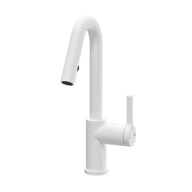 Rubi Loft Kitchen Faucet Round Body ‘’J’’ Spout 2 Jets Hand Spray Matte White RLO91D2EJWH - Plumbing Market