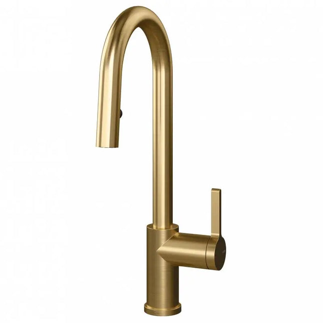 Rubi Loft Kitchen Faucet Round Body ‘’U’’ Spout 2 Jets Hand Spray Brushed Gold RLO91D2EUOR - Plumbing Market