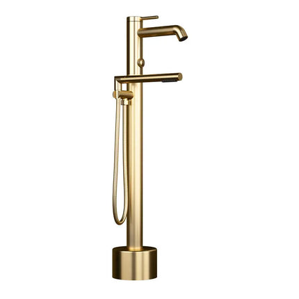 Rubi Vertigo Freestanding Bathtub Faucet Brushed Gold RVT21XDOR - Plumbing Market