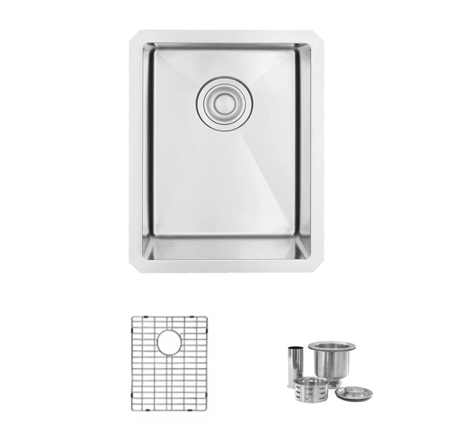 STYLISH 14 inch Single Bowl Undermount Stainless Steel Kitchen Sink Laundry S-310G - Plumbing Market