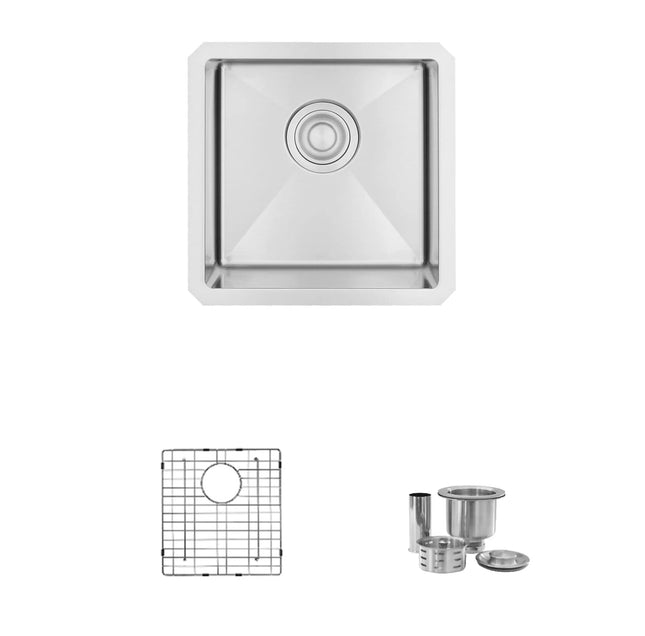 STYLISH 15 inch Single Bowl Undermount Stainless Steel Kitchen Sink S-317G - Plumbing Market