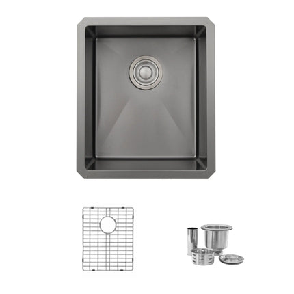 STYLISH 16 inch Graphite Single Bowl Undermount Stainless Steel Kitchen Sink S-709XN - Plumbing Market