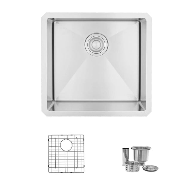 STYLISH 19 inch Single Bowl Undermount Stainless Steel Kitchen Sink Laundry S-308XG - Plumbing Market