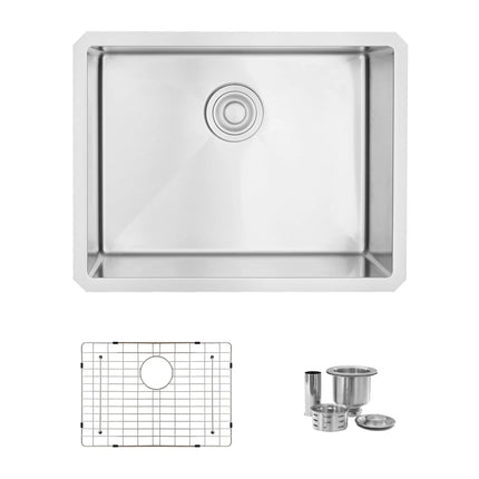 STYLISH 23 inch Single Bowl Undermount Stainless Steel Kitchen Sink S-307XG - Plumbing Market