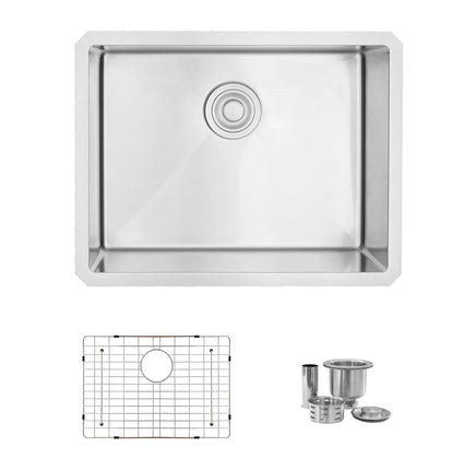 STYLISH 23 inch Single Bowl Undermount Stainless Steel Kitchen Sink S-307XG - Plumbing Market