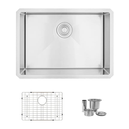 STYLISH 25 inch Single Bowl Undermount Stainless Steel Kitchen Sink S-312XG - Plumbing Market