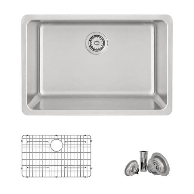 STYLISH 27 inch Single Bowl Undermount and Drop-in Stainless Steel Kitchen Sink S-406TG - Plumbing Market