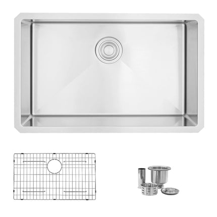 STYLISH 28 inch Single Bowl Undermount Stainless Steel Kitchen Sink S-306XG - Plumbing Market