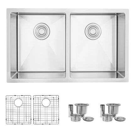 STYLISH 30 inch Double Bowl Undermount and Drop-in Stainless Steel Kitchen Sink S-304TG - Plumbing Market