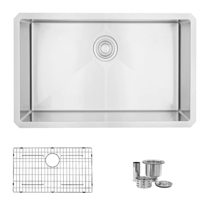 STYLISH 30 inch Single Bowl Undermount Stainless Steel Kitchen Sink S-311XG - Plumbing Market