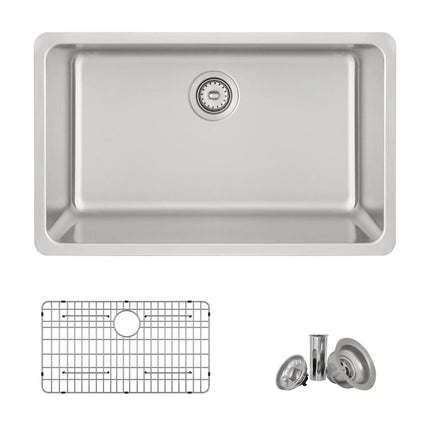 STYLISH 30 inch Single Bowl Undermount and Drop-in Stainless Steel Kitchen Sink S-411TG - Plumbing Market