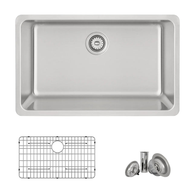 STYLISH 30 inch Single Bowl Undermount and Drop-in Stainless Steel Kitchen Sink S-411TG - Plumbing Market