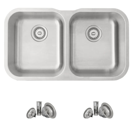 STYLISH 32 inch Double Bowl Undermount and Drop-in Stainless Steel Kitchen Sink S-200T - Plumbing Market