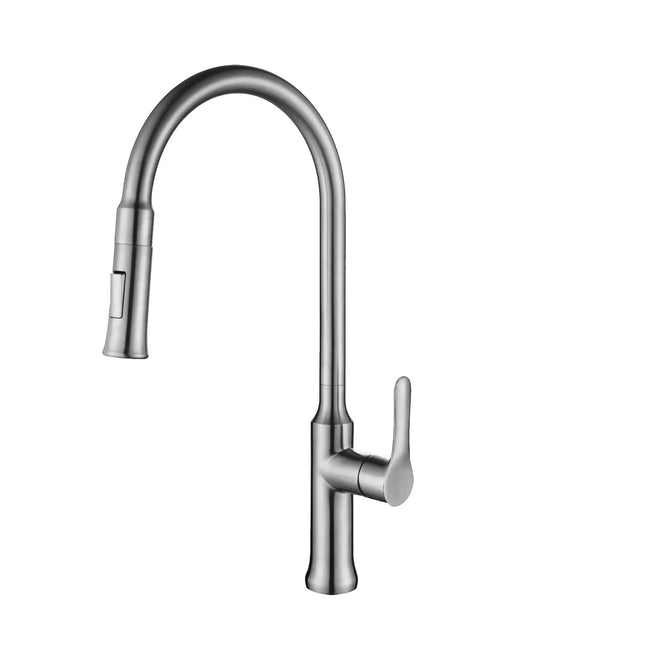 STYLISH Kitchen Sink Faucet Single Handle Pull Down Dual Mode Stainless Steel Brushed Finish K-137S - Plumbing Market