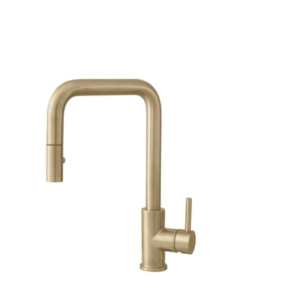 STYLISH Kitchen Sink Faucet Single Handle Pull Down Dual Mode Stainless Steel Brushed Gold Finish - Plumbing Market