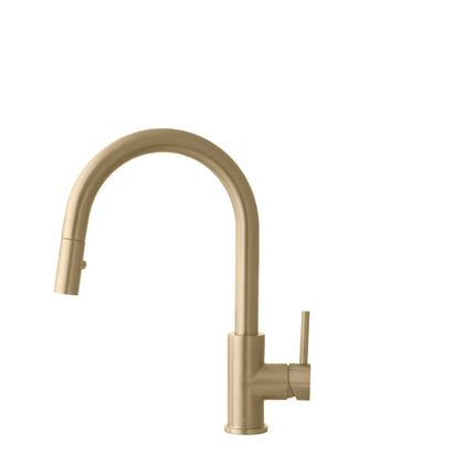 STYLISH Kitchen Sink Faucet Single Handle Pull Down Dual Mode Stainless Steel Gold Finish K-131G - Plumbing Market