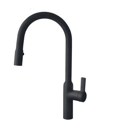 STYLISH Kitchen Sink Faucet Single Handle Pull Down Dual Mode Stainless Steel Matte Black Finish K-133N - Plumbing Market