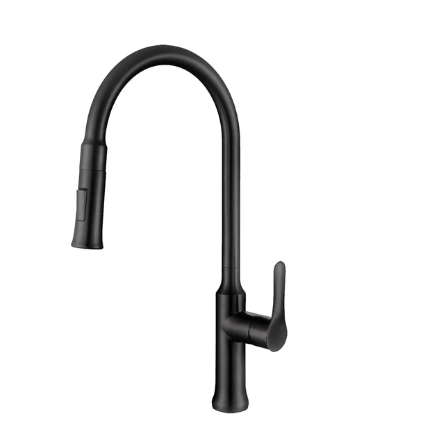 STYLISH Kitchen Sink Faucet Single Handle Pull Down Dual Mode Stainless Steel Matte Black Finish K-137N - Plumbing Market