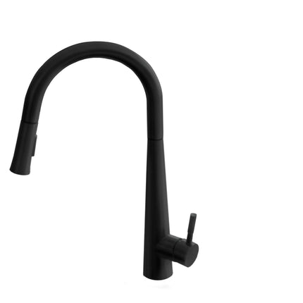 STYLISH Kitchen Sink Faucet Single Handle Pull Down Dual Mode Stainless Steel in Matte Black Finish K-135N - Plumbing Market