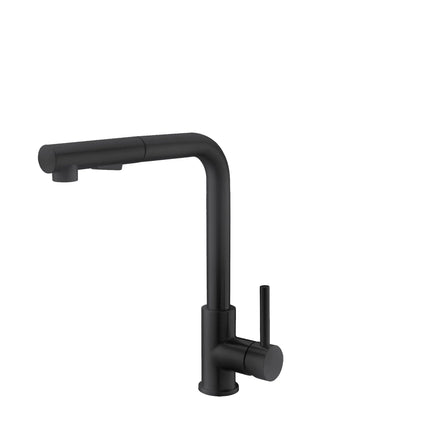 STYLISH Kitchen Sink Faucet Single Handle Pull Down Dual Mode Stainless Steel, Matte Black Finish K-130N - Plumbing Market