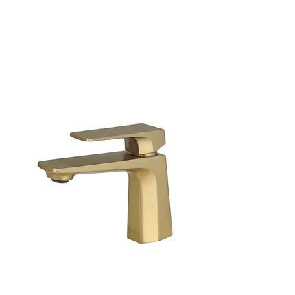 STYLISH Single Handle Bathroom Faucet for Single Hole Brass Basin Mixer Tap, Brushed Gold Finish B-111G - Plumbing Market