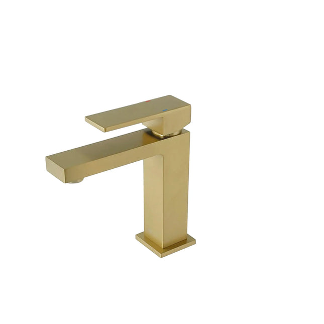 STYLISH Single Handle Bathroom Faucet for Single Hole Brass Basin Mixer Tap, Brushed Gold Finish B-112G - Plumbing Market