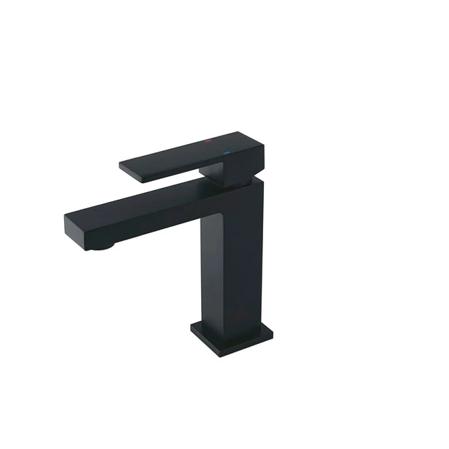 STYLISH Single Handle Bathroom Faucet for Single Hole Brass Basin Mixer Tap, Matte Black Finish B-112N - Plumbing Market